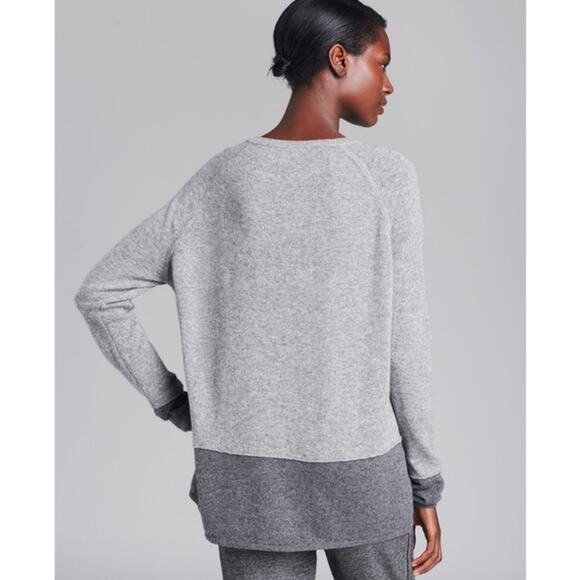 VINCE 100% Cashmere Color Block Crew Neck Sweater Long Sleeve Oversized Gray - Picture 2 of 12